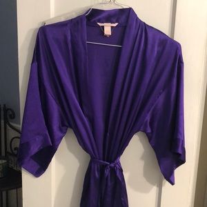 Purple VS satin short kimono robe